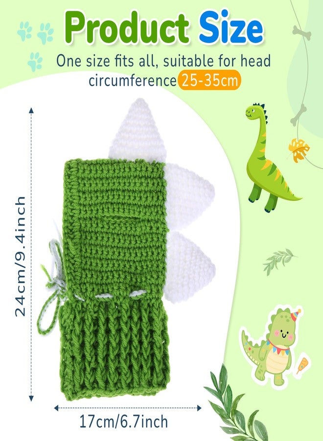 Simlakey Dinosaur Costume Pet Crochet Cute Hat Cotton Soft Knitted Hats for Cats Kitten Puppy Pets Winter Costume - Image 3